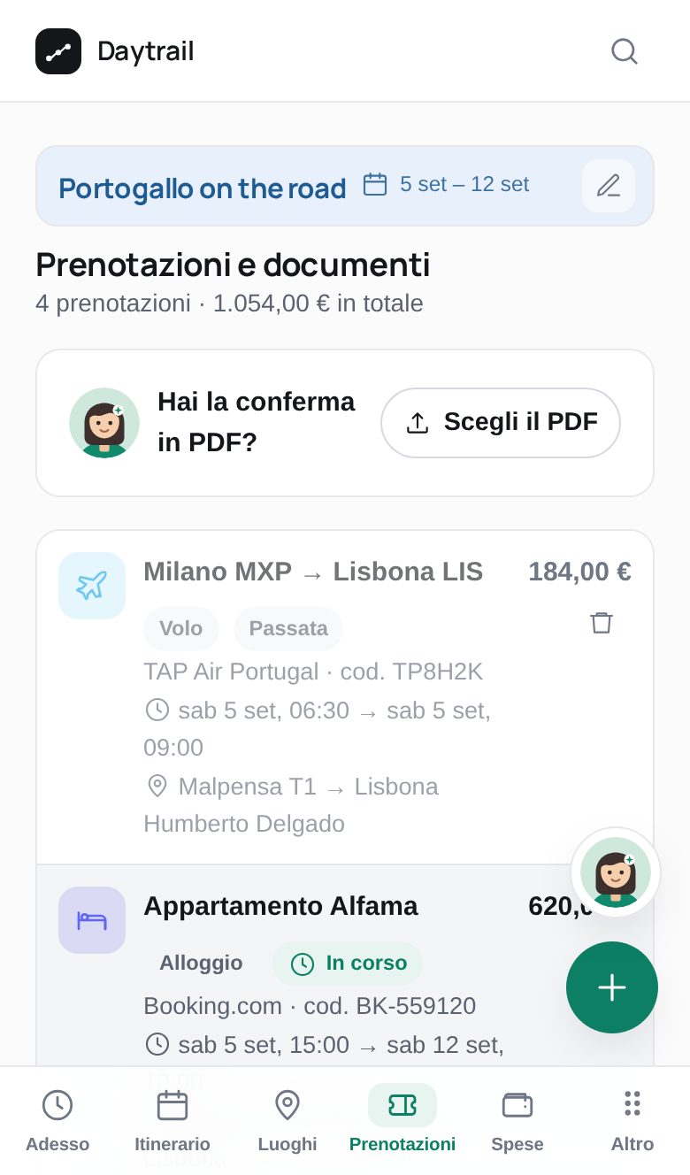 Le prenotazioni con i PDF allegati
